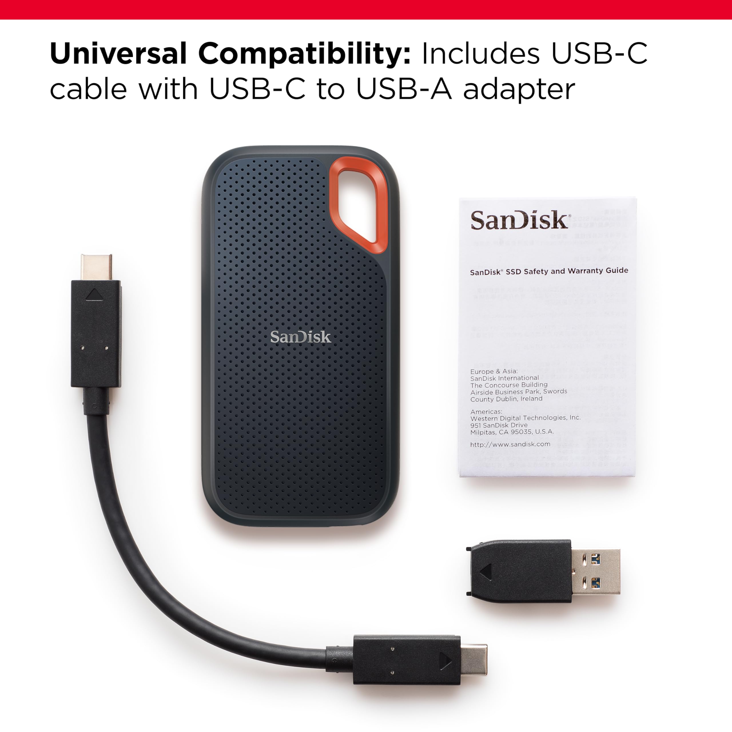 SanDisk 2TB Extreme Portable SSD V2 - Up to 1050 MB/s - USB-C, USB