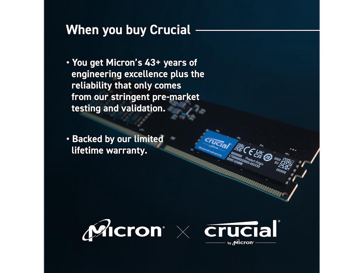 Crucial 16Go (1x16Go) DDR5 4800MHz OEM - Mémoire PC Crucial sur