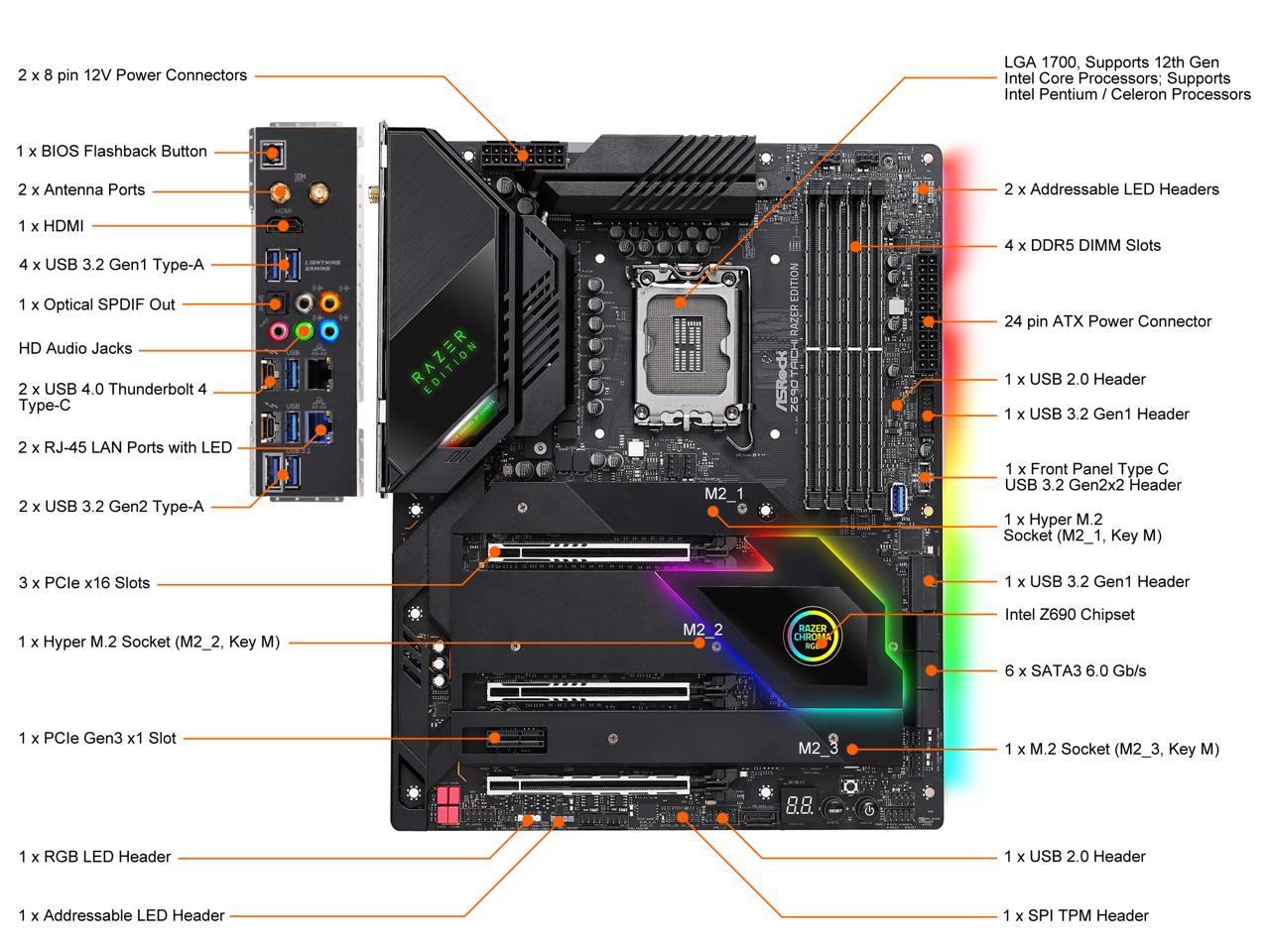 ASRock Z690 Taichi Razer Edition LGA 1700 Intel Z690 SATA ASRock Z690 Taichi Razer Edition LGA 1700 Intel Z690 SATA